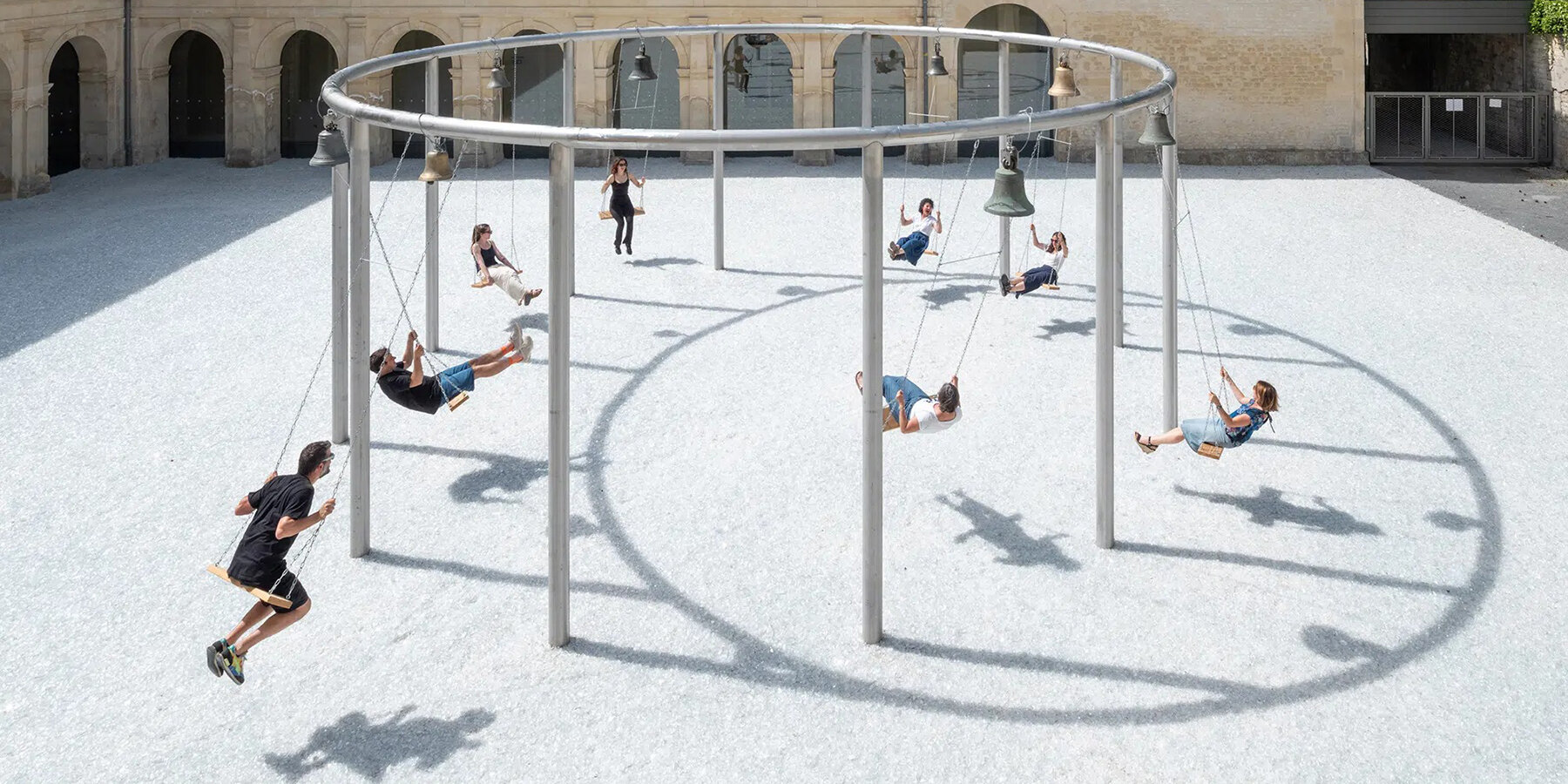 céleste boursier-mougenot composes music through a ring of swings and bells - 2