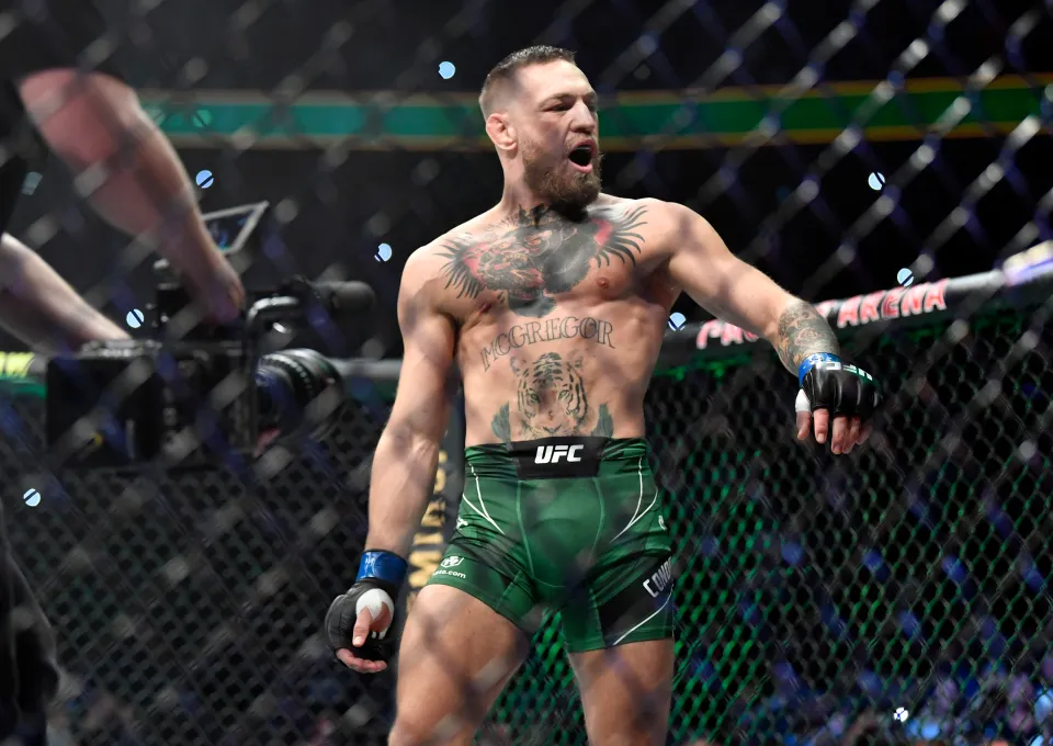 Conor McGregor of Ireland prepares to fight Dustin Poirier during the UFC 264 event at T-Mobile Arena on July 10, 2021 in Las Vegas, Nevada