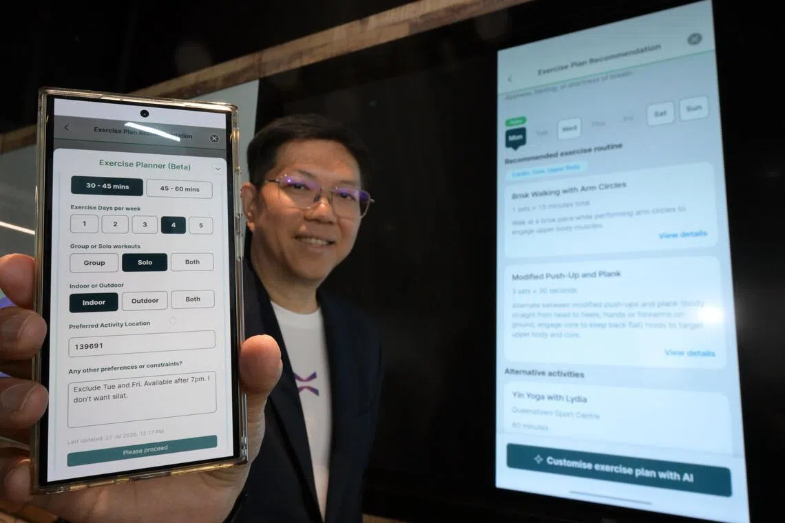 Director, Population Health, Synapxe, David Chua with the Health Plan AI Beta, a new AI-powered feature on HealthHub on July 27, 2026.