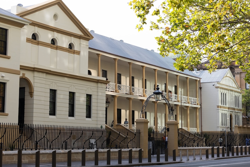 The outside of NSW Parliament building in Sydney