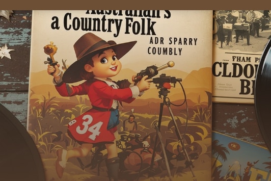 A screenshot from a website, showing a three-armed cartoon cowgirl.