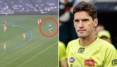 Umpires meet league officials after AFL’s own website posts ‘clickbait’ headline about Matt Stevic