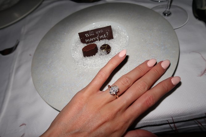Knight's sparkling engagement ring.