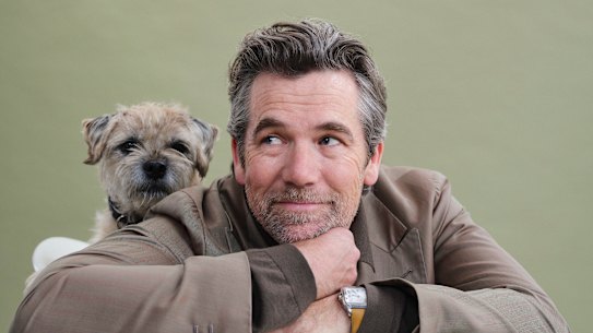 Patrick Brammal with the Zak the dog, who is the eponymous star of Colin From Accounts.