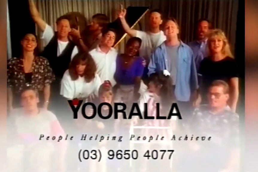 A group of people dressed in casual clothes from the mid-1990s