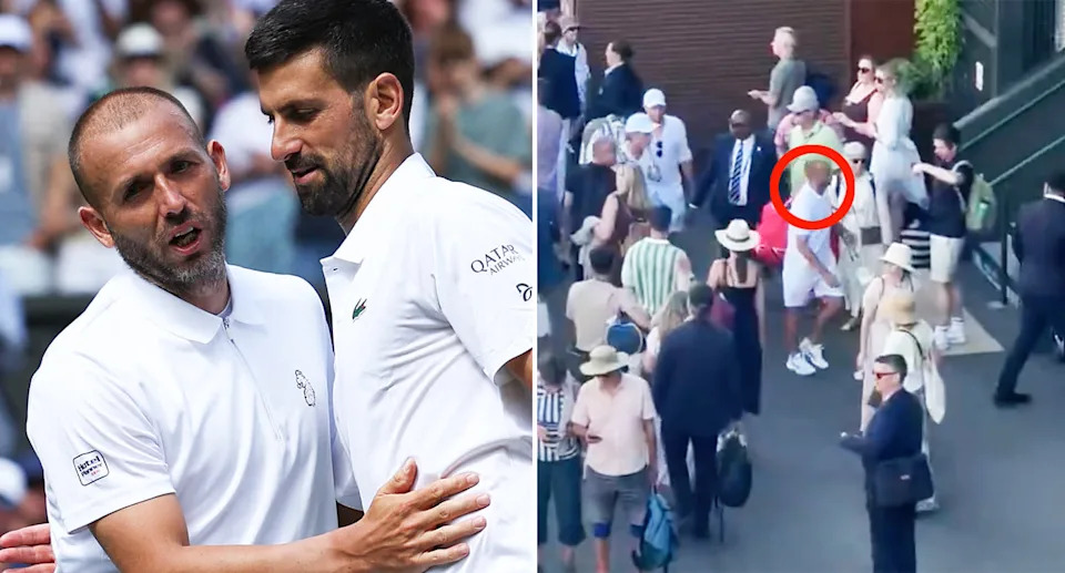 Pictured left is retiring British tennis star Dan Evans at Wimbledon in 2025.