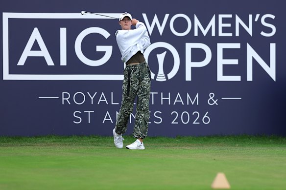 Nelly Korda tees off.