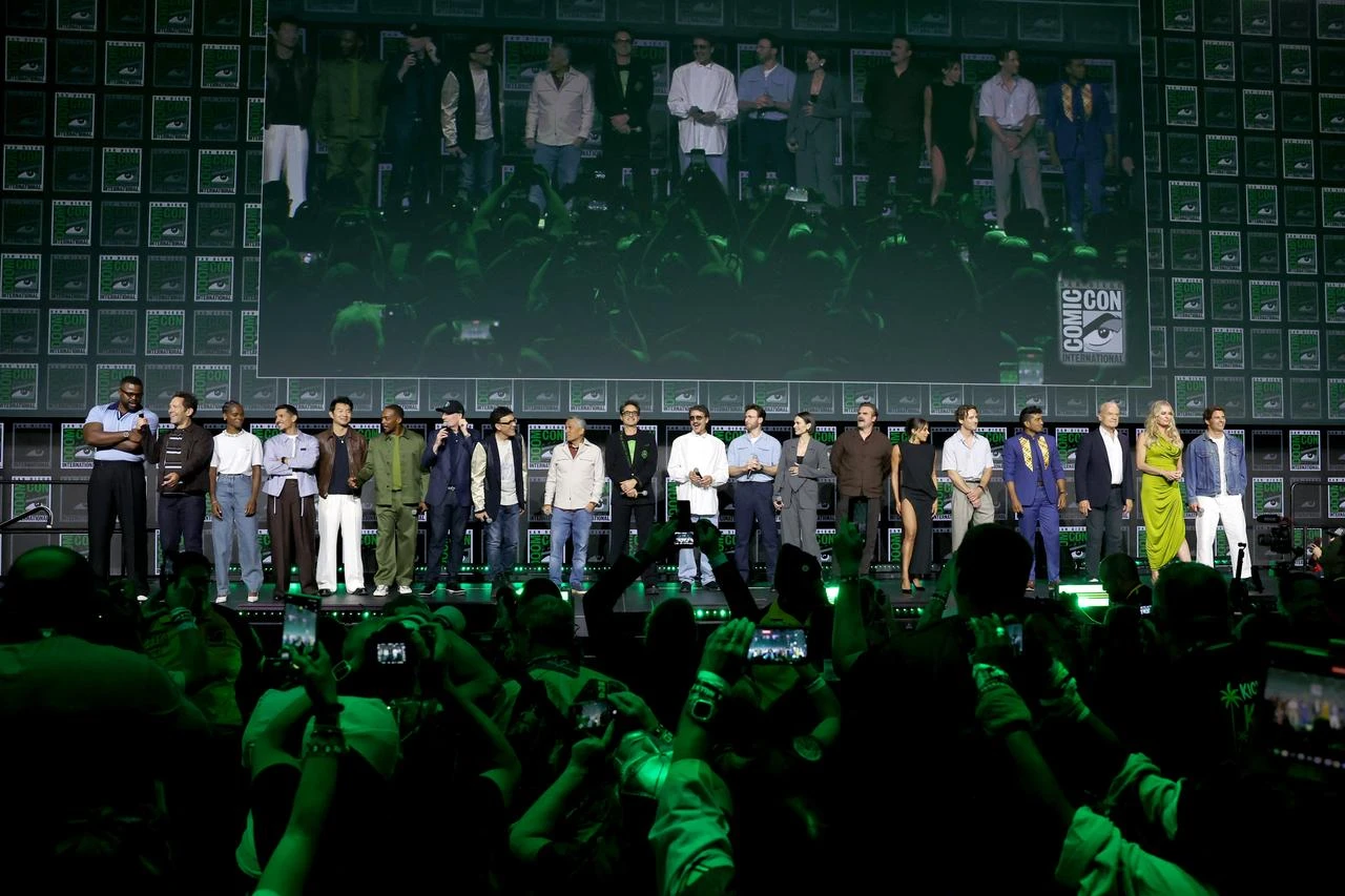 Marvel Studios cast members and filmmakers gather onstage during the studio’s presentation at Comic-Con International in San Diego, California, July 25, 2026. (AFP Photo)