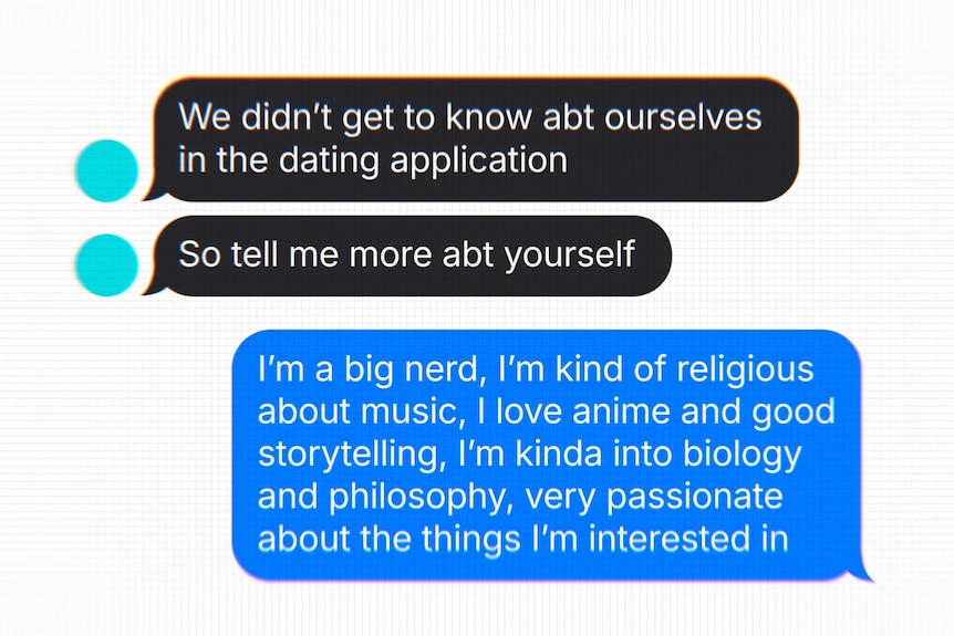Messages in black and blue "pills".