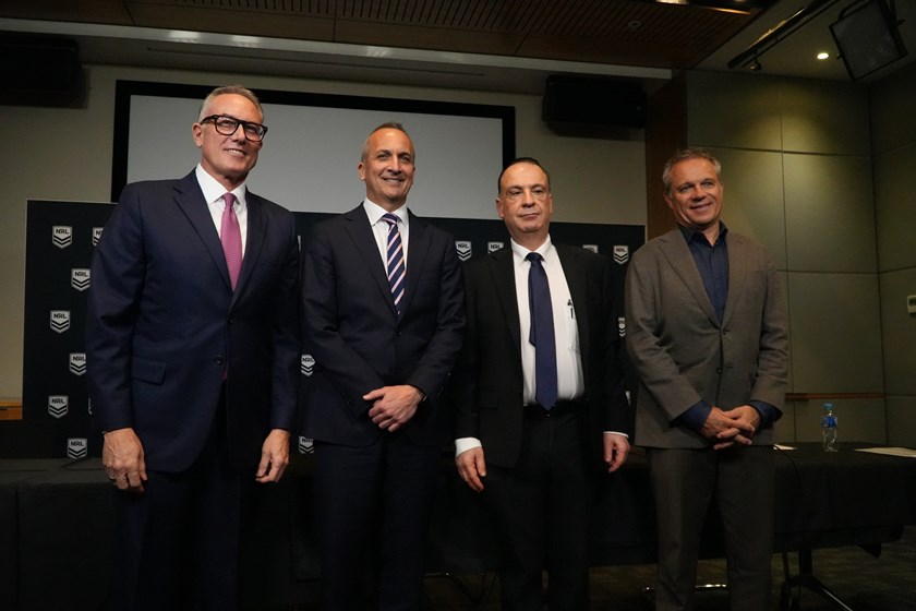Peter V'landys and Andrew Abdo announced a new media rights deal with Foxtel and Nine on Tuesday.