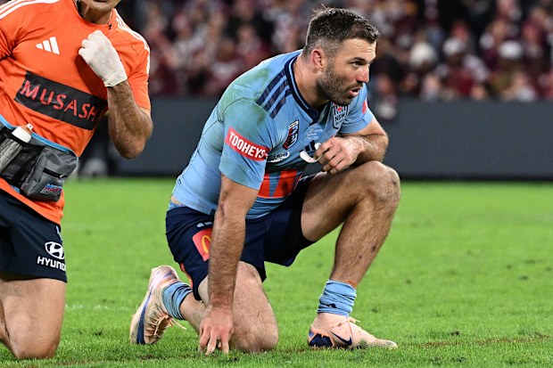 James Tedesco was taken off for a head injury assessment with 44 seconds left in the first half.