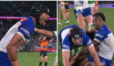 NRL 2026: Stephen Crichton sprays Matt Burton and Jethro Rinakama, try-scoring opportunity, Bulldogs vs Raiders, news, videos, highlights