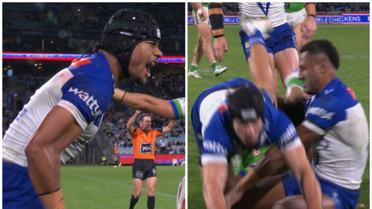 NRL 2026: Stephen Crichton sprays Matt Burton and Jethro Rinakama, try-scoring opportunity, Bulldogs vs Raiders, news, videos, highlights