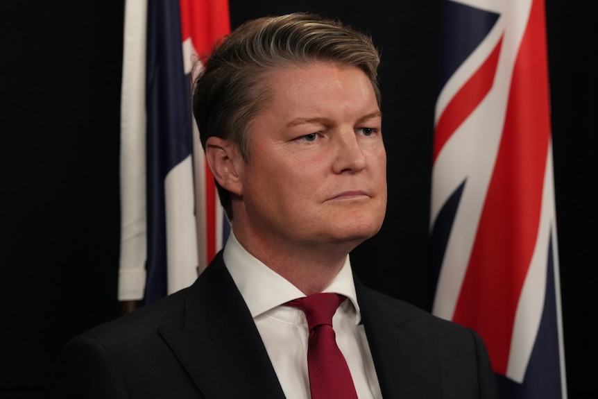 Ben Carroll at his first press conference as Victorian premier