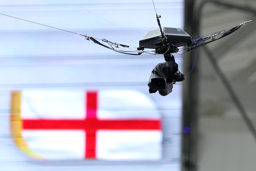 Spide cam next to an England flag