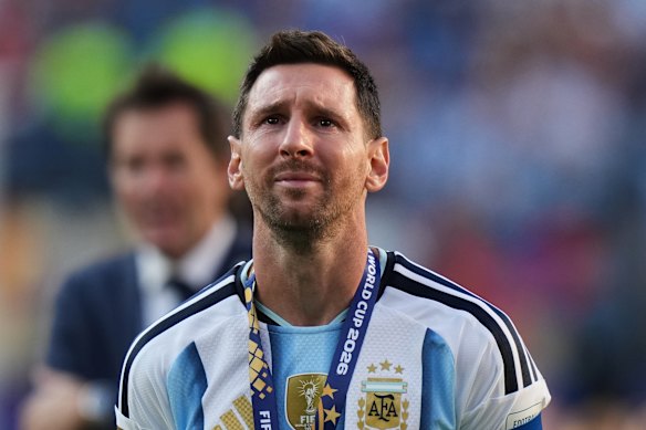 The gravity of Argentina’s final loss sinks in for Lionel Messi.