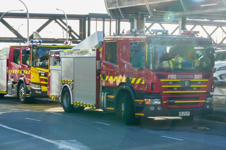 Two fire trucks at the medical facility.
