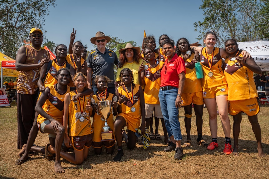 The Tiwi Islands footy team with Anthony Albanese.
