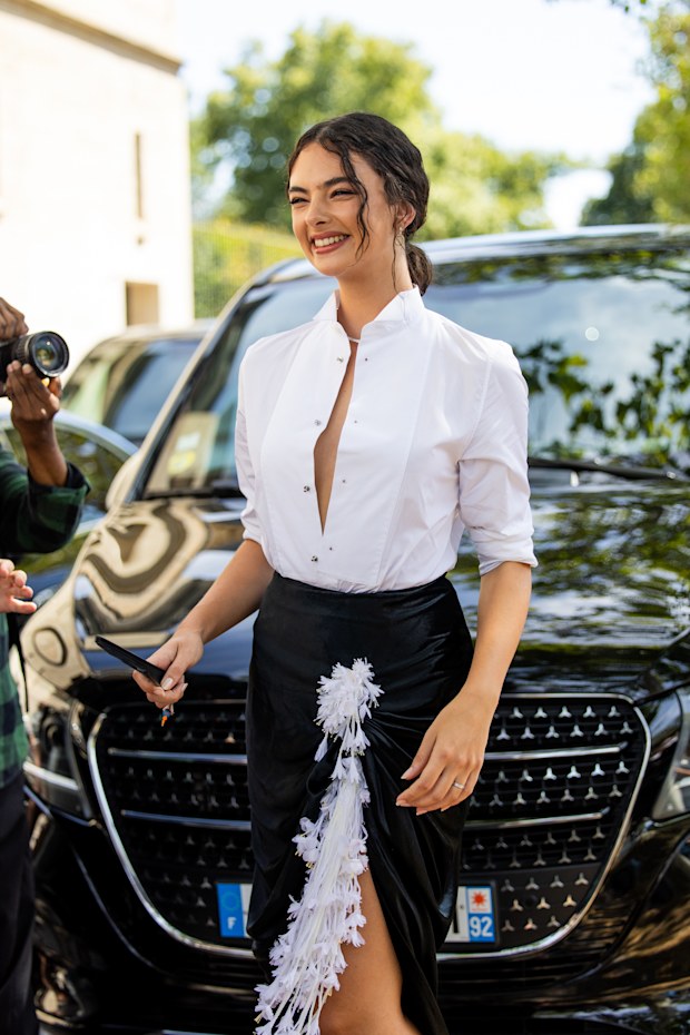 Deva Cassel on Day One of Paris Fashion Week - Haute Couture Fall/Winter 2026/2027 on July 6, 2026 in Paris, France.