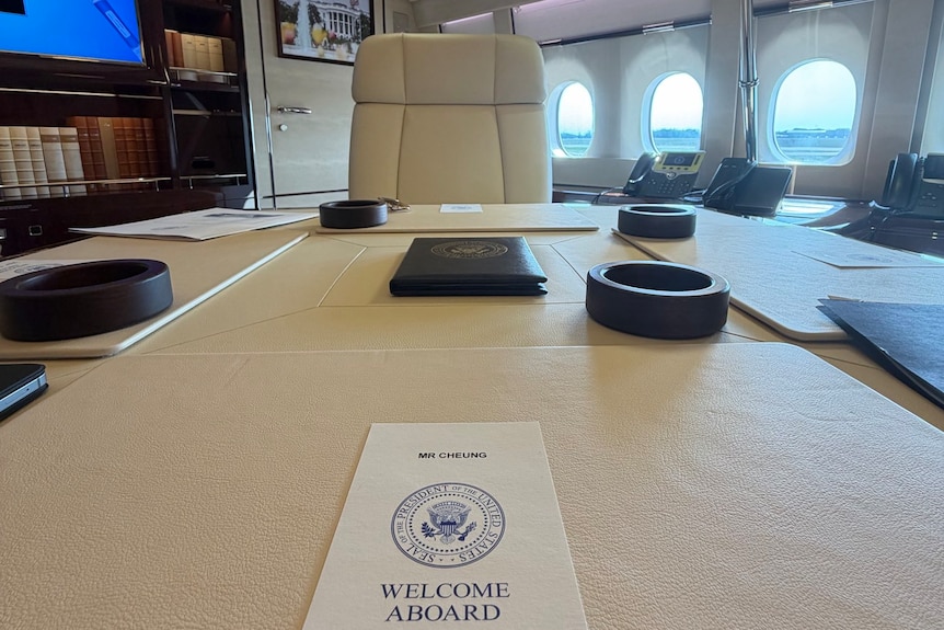 Pictures taken from the new presidential plane by inaugural passengers. 