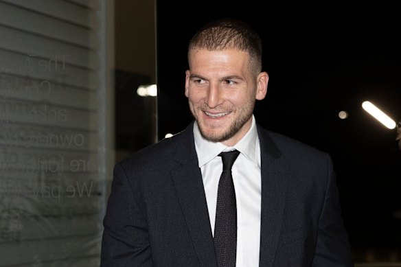 Adam Doueihi arrives at the NRL judiciary.