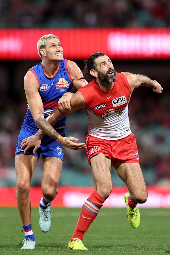 Brodie Grundy dominated Rory Lobb in the ruck while Tim English was deployed down back.