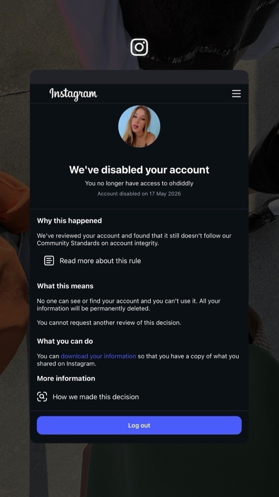 Diddly Doner account ban notification