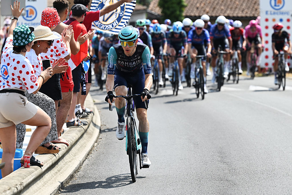 Matej Mohoric of Slovenia and Team Bahrain - Victorious competes during the 113th Tour de France 2026, Stage 7 a 175.1km stage from Hagetmau to Bordeaux