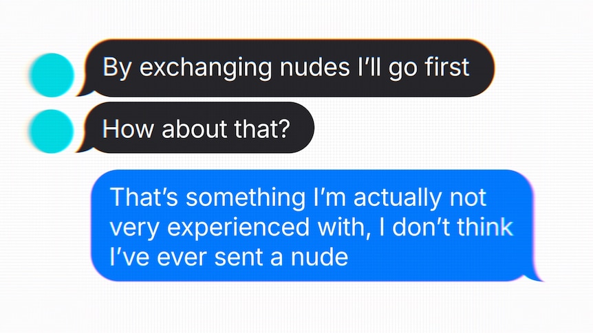 An exchange of messages in black and blue.