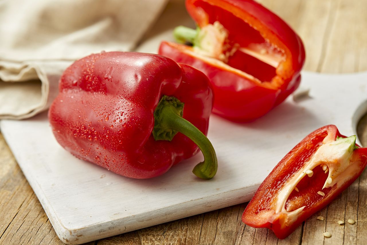 Bell peppers contain double the recommended daily value of vitamin C.Credit: gstv1 / Imazins / Getty Images