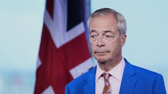 Reform UK leader Nigel Farage during a press conference at the party headquarters in Millbank, central London last Tuesday.