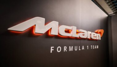 McLaren logo on the garage wall at the 2024 Brazilian Grand Prix