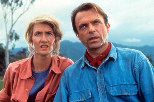 Laura Dern and Sam Neill in Jurassic Park (1993).