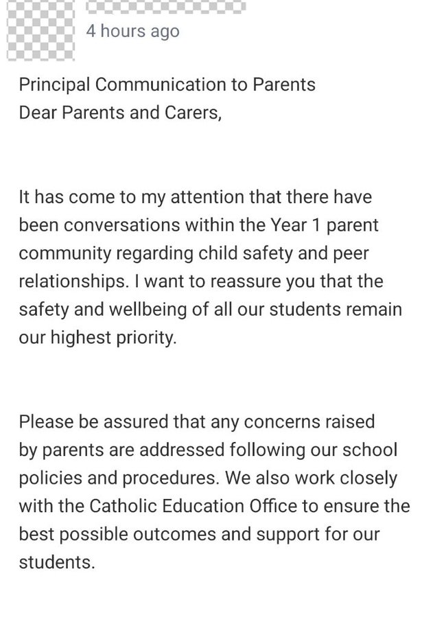 A notice sent by the principal to parents on May 19. 