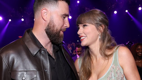 Travis Kelce and Taylor Swift at the 2026 iHeartRadio Music Awards in March in Los Angeles.