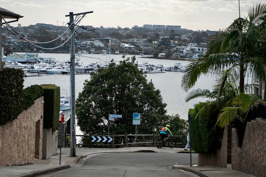 Abbotsford suburb on the water in Sydney on a cloudy day