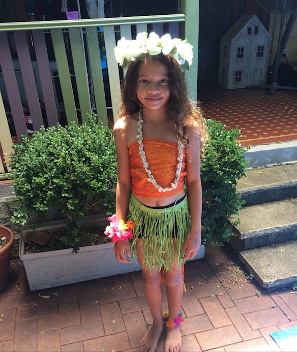 Catherine was nine when the original Moana film was released in 2016. Here she is dressed as the Disney princess.