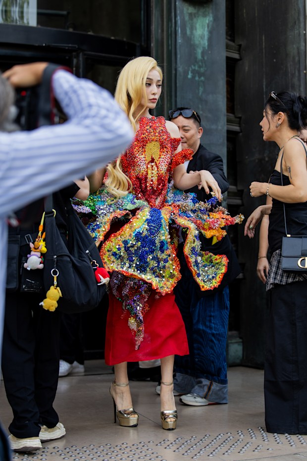 Fan Bingbing outside the Germanier show during Day Two of Paris Fashion Week - Haute Couture Fall/Winter 2026/2027 on July 7, 2026 in Paris, France.