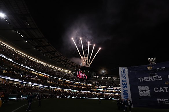 There were pre-game fireworks for Collingwood’s clash with Geelong.