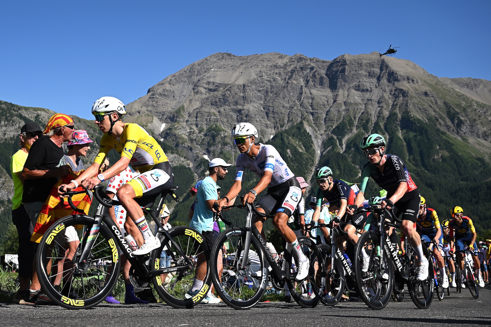 Tadej Pogaca and Isaac Del Toro of UAE Team Emirates - XRG during stage 18 of the Tour de France 2026 (Photo by Dario Belingheri/Getty Images)