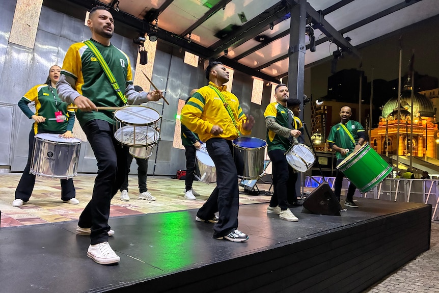 Australian drummers at Federation Square in Melbourne