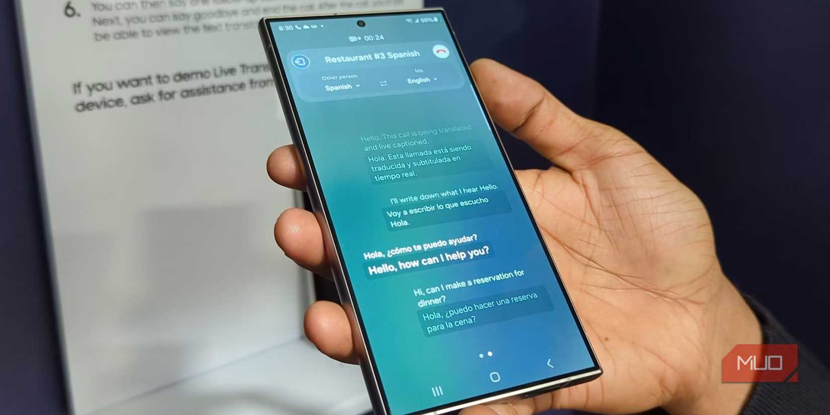 Galaxy AI Live Translate in a phone call on S24 Ultra