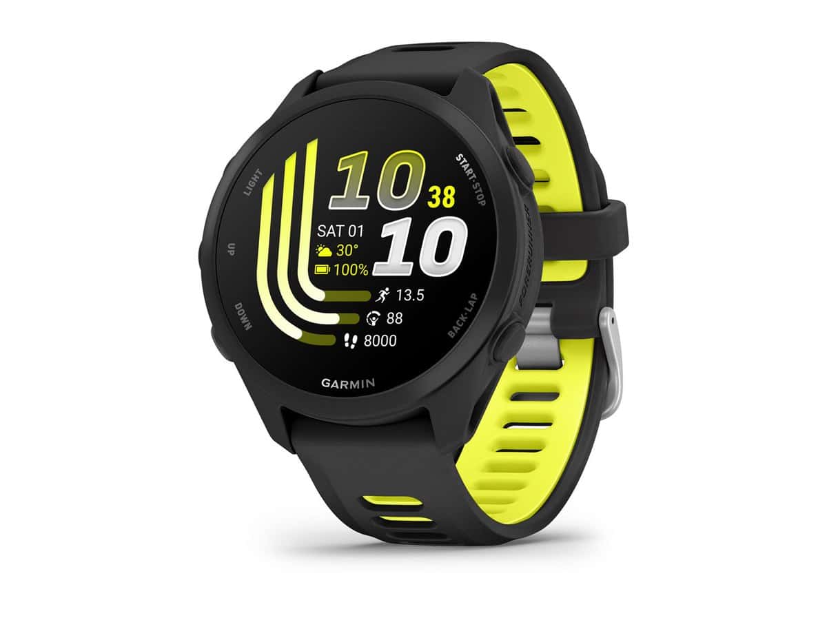 Garmin Forerunner 170 Music GPS running watch in black with amp yellow band