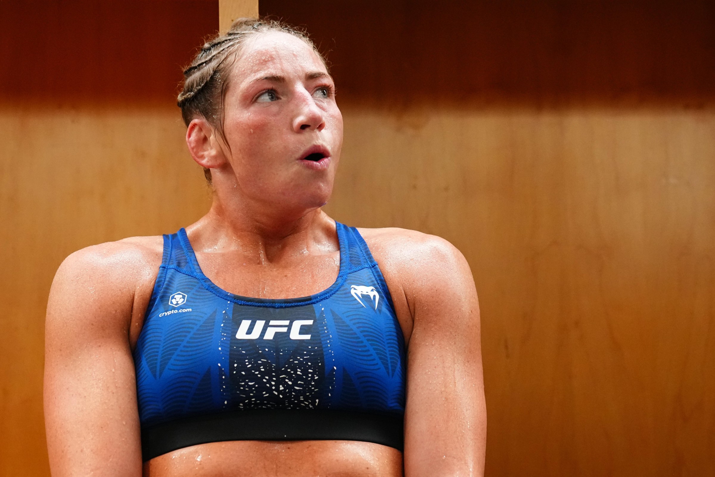OKLAHOMA CITY, OKLAHOMA - JULY 18: Anna Melisano warms up prior to her fight during the UFC Fight Night event at Paycom Center on July 18, 2026 in Oklahoma City, Oklahoma. (Photo by Mike Roach/Zuffa LLC)