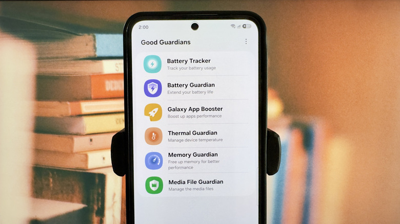 Samsung Galaxy phone showing Good Guardians app
