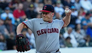 Cleveland Guardians starting pitcher Parker Messick throws against the Chicago White Sox during the first inning of a baseball game in Chicago, Tuesday, June 23, 2026.