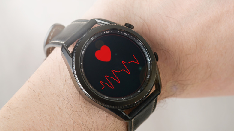 Samsung Galaxy Watch showing heart rate tracking