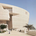 Lusail Museum south entrance, 2026. Render. Image Courtesy of Herzog & de Meuron Herzog & de Meuron Unveils New Images of Lusail Museum on Qatar's Al Maha Island - Image 4 of 7