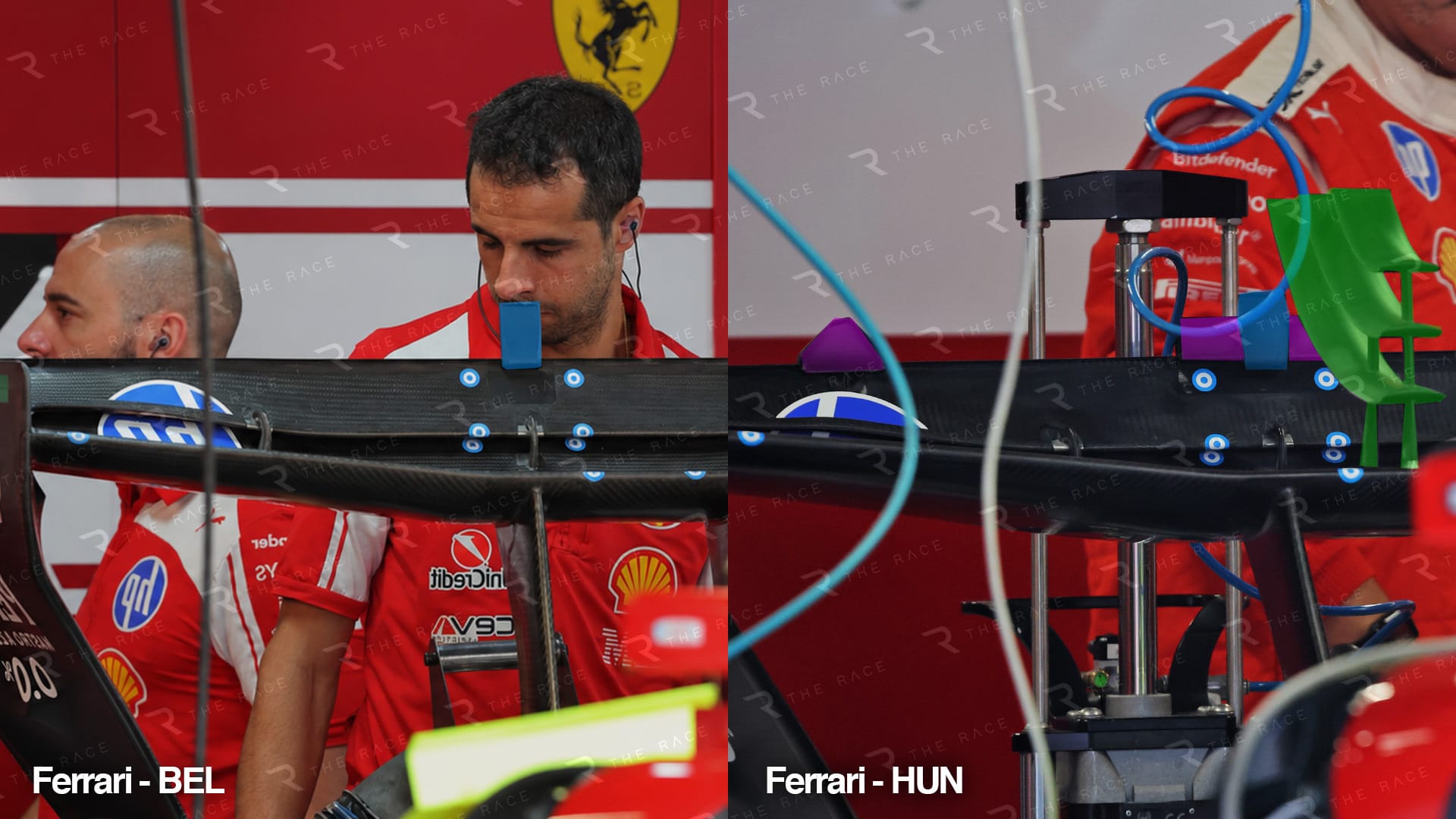Ferrari F1 rear wing comparison