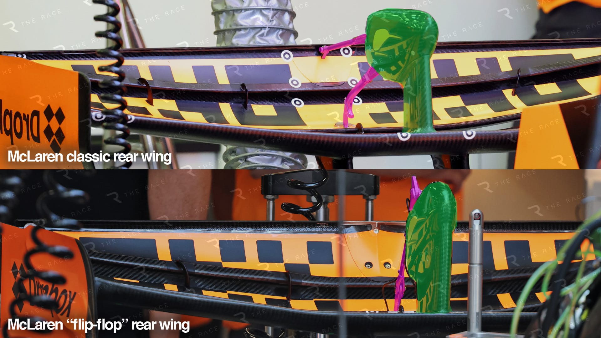 McLaren F1 rear wing comparison